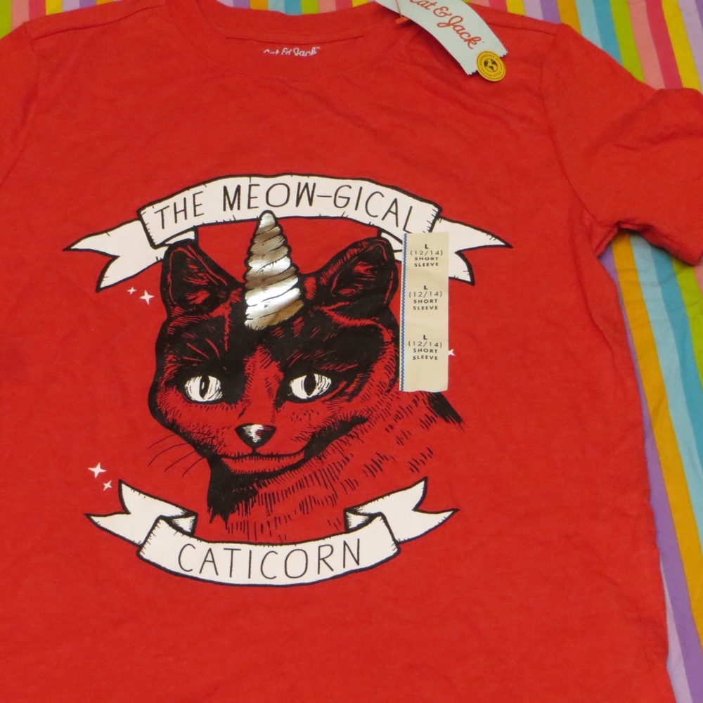 Caticorn T-shirt - Cat & Jack - Red NWT NEW